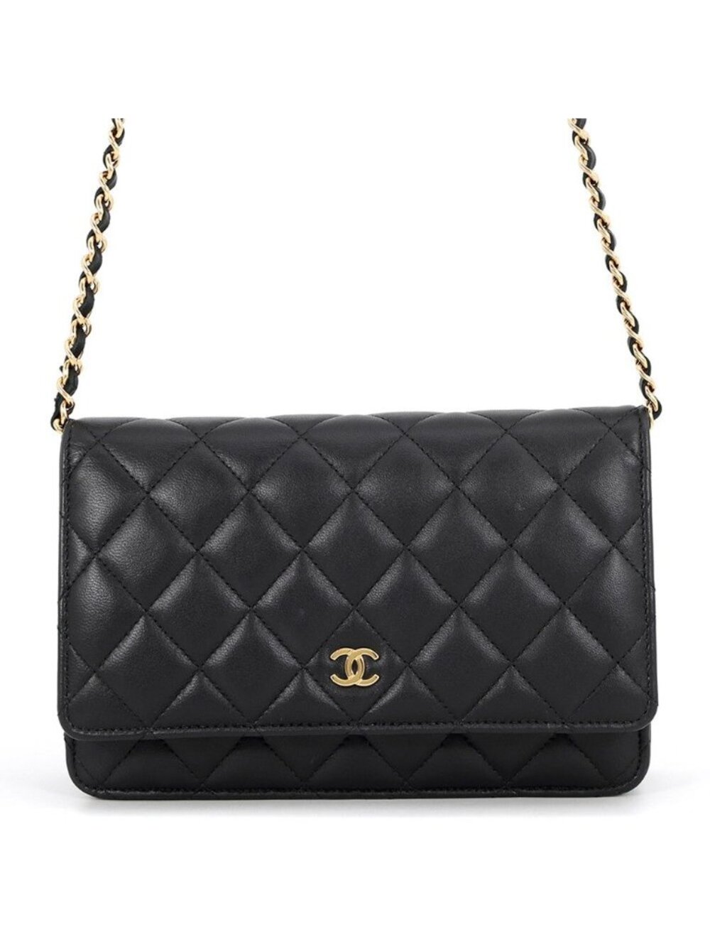 Chanel Chain Wallet Classic Quilted CC Logo Lambskin Black Shoulder Bag